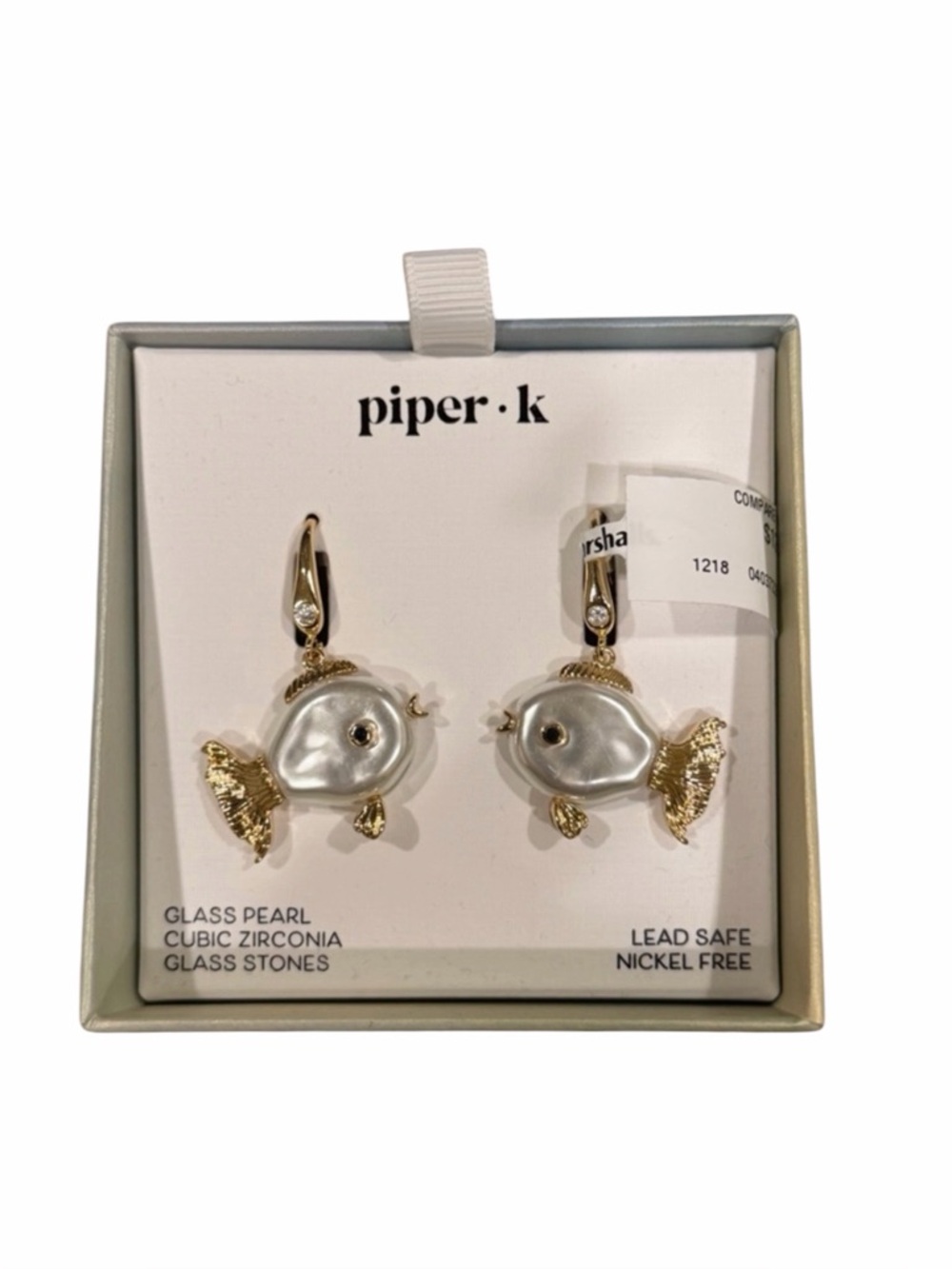 Piper Gold-Tone Fish Earrings with Pearlescent Accents